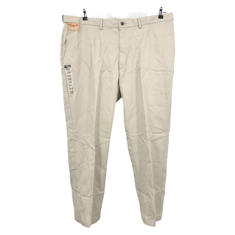 Haggar Men Size 42 x 29 Pants Genuine 61 Khaki Beige Chinos Cotton Straight Leg